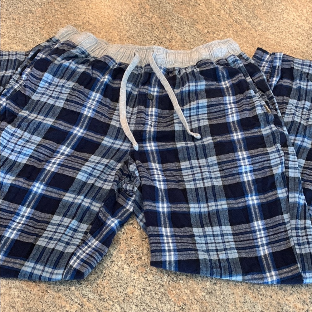 Blue Plaid Drawstring Lounge Pants